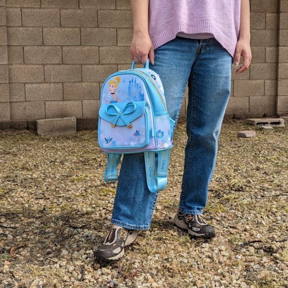 Disney Princess‎ Cinderella Mini Vegan Leather Backpack Blue 11" Bag - Picture 5 of 13